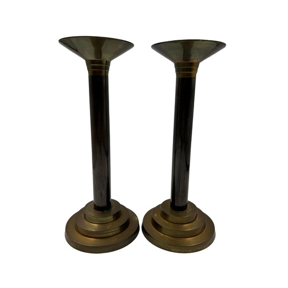 Rosenthal brass set of 2  candlesticks  mid century - Picture 2 of 6
